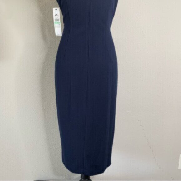 NWT Calvin Klein Side-Ruched Scuba Crepe Sheath Dress - Picture 14 of 17